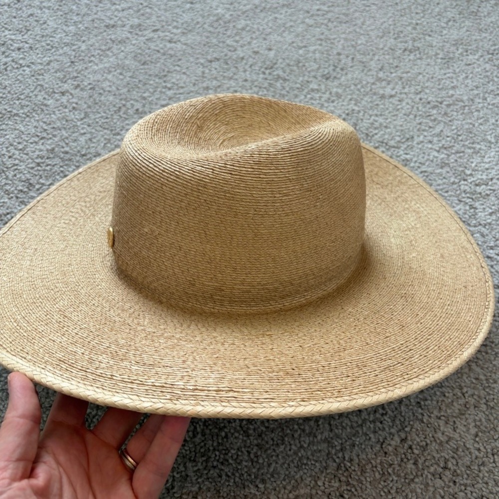 Gigi Pip x Cara Loren Natural Palm Leaf Straw Hat Wide Brim Tan Size 57 Beach